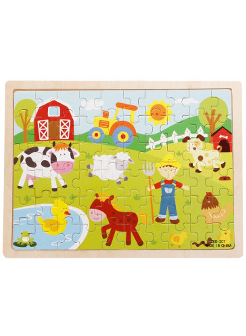 مجموعة ألغاز الصور المقطوعة من سلسلة المزرعة الخشبية التعليمية للأطفال، حقيبة هدايا مناسبة - Image 1