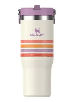 STANLEY IceFlow 30oz Insulated Tumbler with Straw – Varsity Series Striped Purple Edition – BPA-Free Stainless Steel Travel Cup – Flip Straw Lid with Leakproof Seal – Easy-Carry Handle – Double Wall Vacuum Insulated Cold Drink Bottle – Keeps Drinks Cold for 12H, Iced for 2 Days – Ideal for Work, Gym, Travel