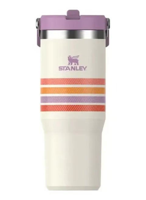 STANLEY IceFlow 30oz Insulated Tumbler with Straw – Varsity Series Striped Purple Edition – BPA-Free Stainless Steel Travel Cup – Flip Straw Lid with Leakproof Seal – Easy-Carry Handle – Double Wall Vacuum Insulated Cold Drink Bottle – Keeps Drinks Cold for 12H, Iced for 2 Days – Ideal for Work, Gym, Travel