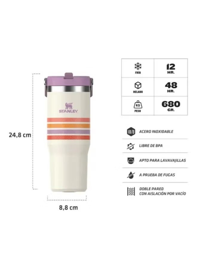 Stanley - STANLEY IceFlow 30oz Insulated Tumbler with Straw – Varsity Series Striped Purple Edition – BPA-Free Stainless Steel Travel Cup – Flip Straw Lid with Leakproof Seal – Easy-Carry Handle – Double Wall Vacuum Insulated Cold Drink Bottle – Keeps Drinks Cold for 12H, Iced for 2 Days – Ideal for Work, Gym, Travel - Image 1