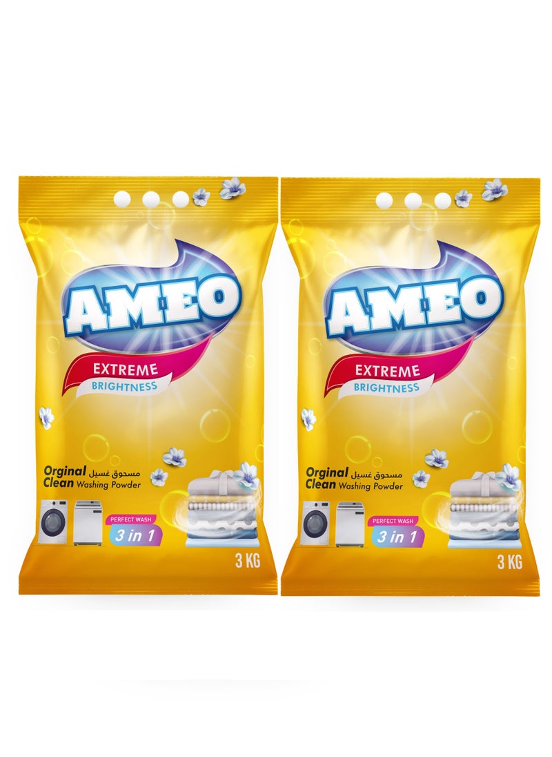 ameo Detergent Powder 6 kg (3 Kg x 2 ) 