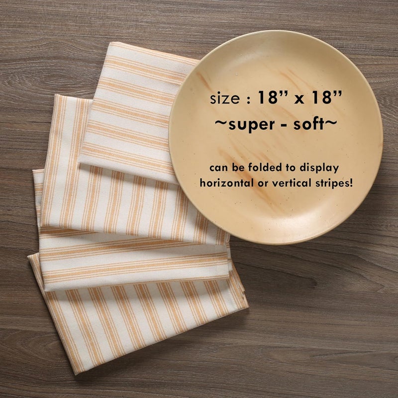 Native Fab 4 Pack Stripe Napkins  18x18 inches  100 Cotton Soft Absorbent Lightweight Durable Machine Washable Table Linen Napkins for Dinner Lunch Everday Use Weddings  Mustard Yellow - Image 3