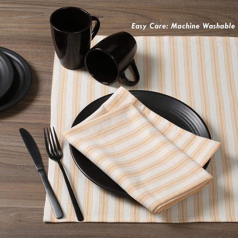 Native Fab 4 Pack Stripe Napkins  18x18 inches  100 Cotton Soft Absorbent Lightweight Durable Machine Washable Table Linen Napkins for Dinner Lunch Everday Use Weddings  Mustard Yellow - Image 2
