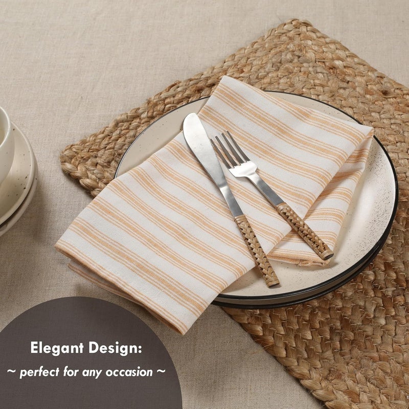 Native Fab 4 Pack Stripe Napkins  18x18 inches  100 Cotton Soft Absorbent Lightweight Durable Machine Washable Table Linen Napkins for Dinner Lunch Everday Use Weddings  Mustard Yellow - Image 4