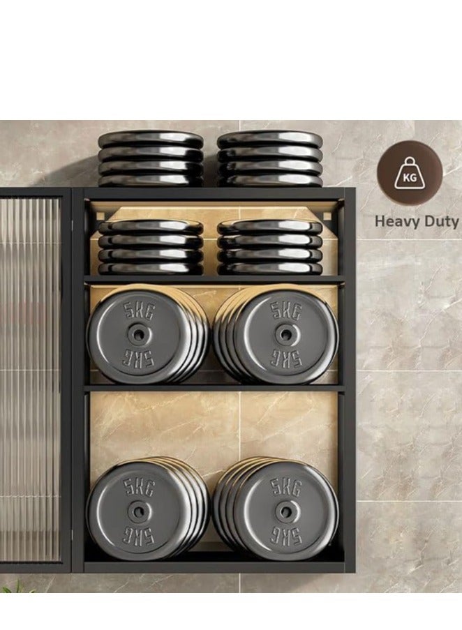 Generic Bathroom Storage Cabinet Kitchen Storage Rack 3-Layer Wall Mounted Storage Cabinet Dust-Proof Cosmetic Makeup Organizer Display (Double Door 40 * 14 * 70CM)  - Image 4