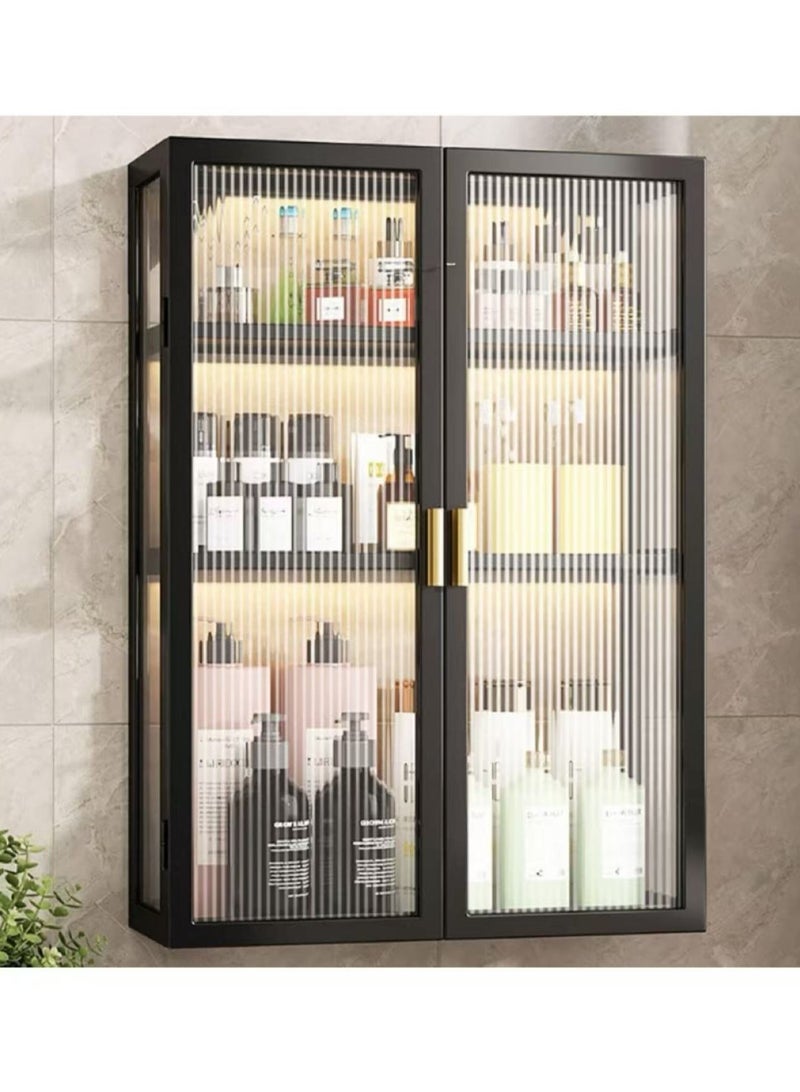 Generic Bathroom Storage Cabinet Kitchen Storage Rack 3-Layer Wall Mounted Storage Cabinet Dust-Proof Cosmetic Makeup Organizer Display (Double Door 40 * 14 * 70CM)  - Image 3