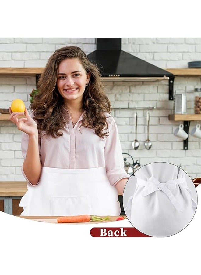 HY ​White Waist Apron Half Apron Kitchen Half Waist Apron Ruffle Chef Work Bib Maid Apron Dress Server Aprons for Waitress Cosplay Costume - Image 3