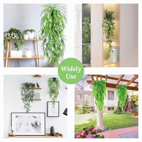 Ekhasa Nostrae Pothos Hanging Artificial Plants with Pot (Set of 2) | Persian Rattan Artificial Hanging Plants for Decor | Falling Creepers Climbers Fake Vines with Hanging Pots (Mandala, Fern) - Image 5
