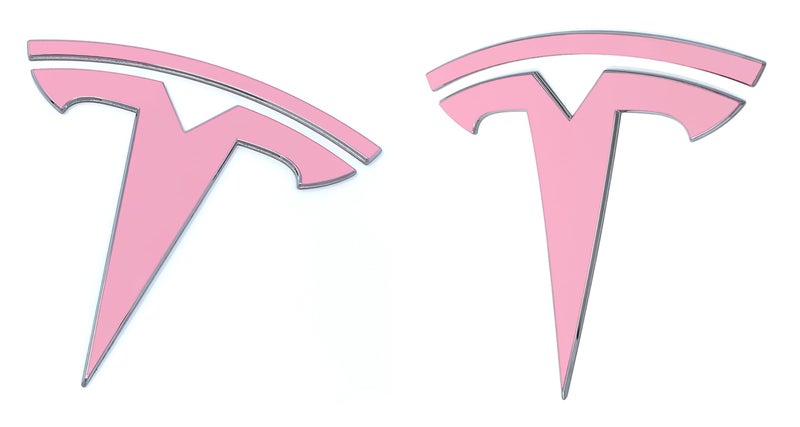 Custom Cut Graphics Logo Decal Overlay Stickers for Tesla Model 3 2017 to 2023 Standard Wrap 2pc Set Satin Pink