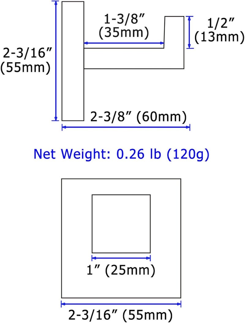 Angle Simple Towel Hooks, SUS 304 Stainless Steel Bathroom Towel Hooks, Wall Robe Coat Hanger, Polished Chrome, 2 Pack - Image 2