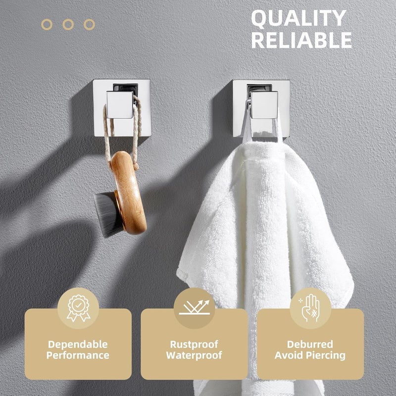 Angle Simple Towel Hooks, SUS 304 Stainless Steel Bathroom Towel Hooks, Wall Robe Coat Hanger, Polished Chrome, 2 Pack - Image 5