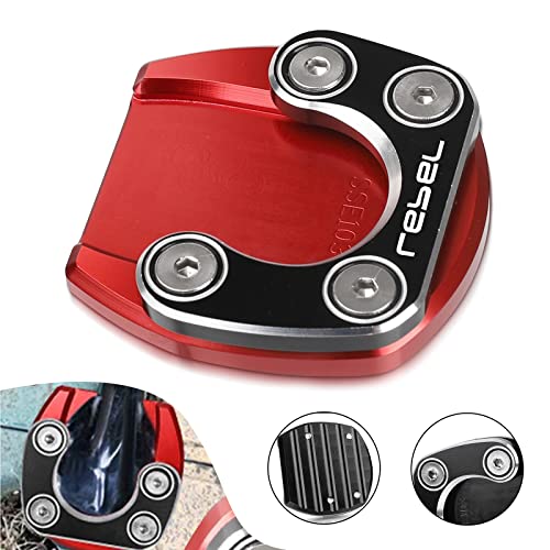 OXLLONE Motorcycle Kickstand Side Stand Enlarger Extension Pate Pad Compatible with Rebel 300/500 CMX300 CMX500 2017-2023 (Red) - Image 1