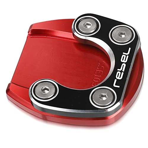 OXLLONE Motorcycle Kickstand Side Stand Enlarger Extension Pate Pad Compatible with Rebel 300/500 CMX300 CMX500 2017-2023 (Red) - Image 3
