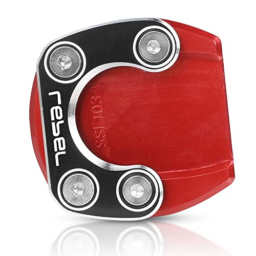 OXLLONE Motorcycle Kickstand Side Stand Enlarger Extension Pate Pad Compatible with Rebel 300/500 CMX300 CMX500 2017-2023 (Red) - Image 2