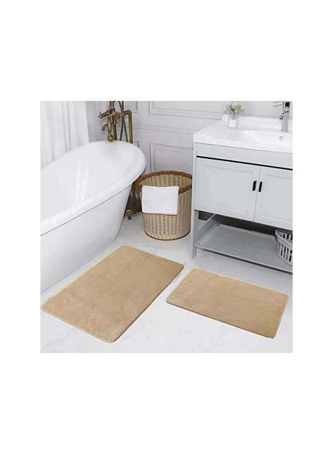 Zaboon 3 Pcs Clark Bathroom Rugs, Velvet Memory Foam Bath Mat - Non-Slip Bath Rugs, Machine Wash, Dries Quickly - Ultra Soft Bath Mats for Bathroom (brown) - Image 2