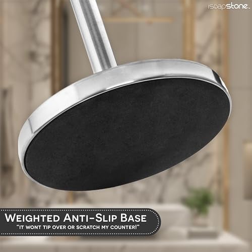 iSoapStone Luxury Hand Towel Holder Stand with Heavy Base, SUS 304 Stainless Steel Towel Rack, T-Shape, Freestanding Towel Stand for Bathroom Vanity or Kitchen Countertop, Waterproof Counter Organizer - Image 4
