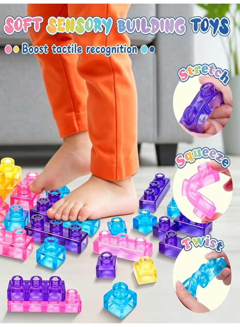 Prime Choice Gummy Bloc Soft Sensory Building Blocks - 40PCS Flexible TPR Construction Toy, Multiple Colors & Shapes, Safe for Toddlers 3+, STEM Learning & Fidget Toy for Kids - Image 3