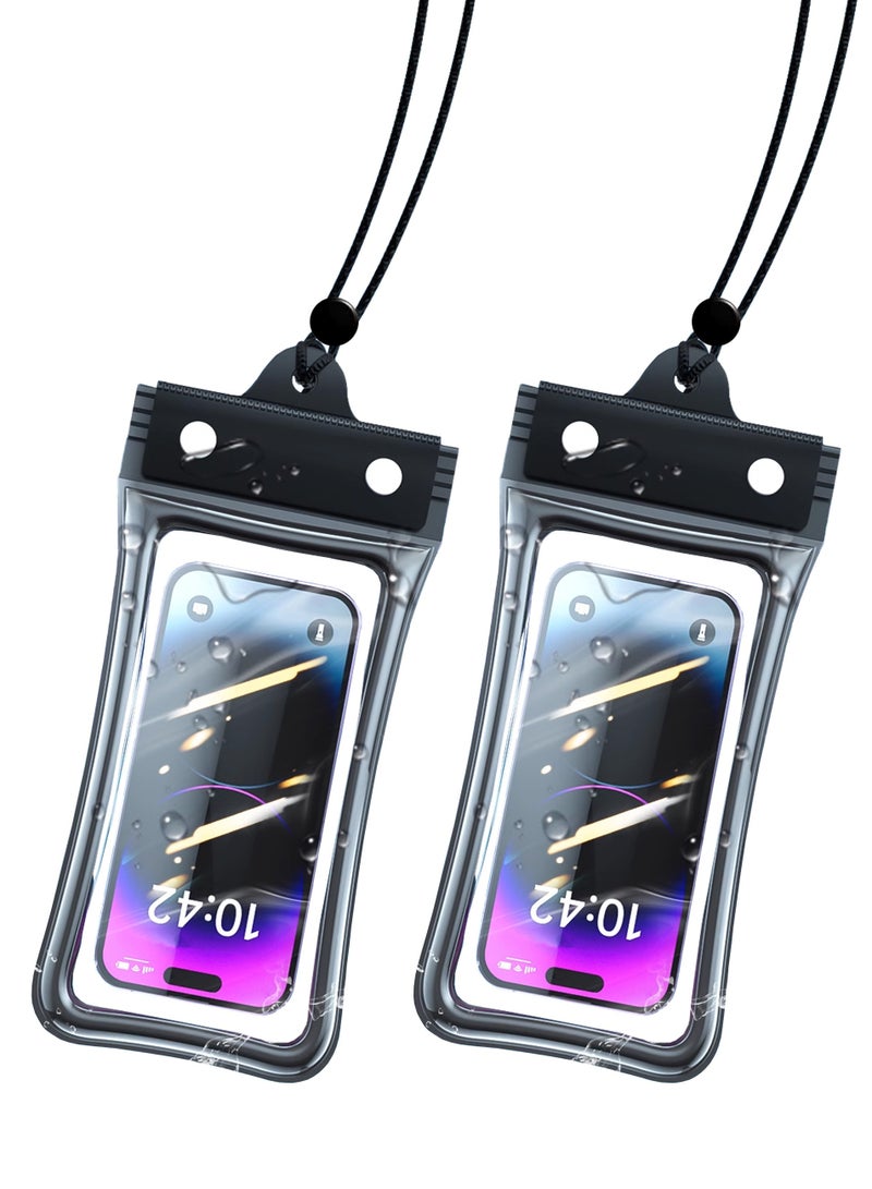 2Pcs Waterproof Phone Case, IPX8 Certified 30M Waterproof Phone Pouch,Quadruple Waterproof Cell Phone Case,Fit for Big Phones up to 6.7'' Compatible with iPhone 12/13/14/15/16 Pro or Max  - Image 1