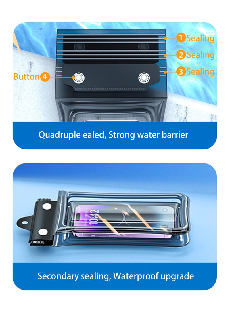 2Pcs Waterproof Phone Case, IPX8 Certified 30M Waterproof Phone Pouch,Quadruple Waterproof Cell Phone Case,Fit for Big Phones up to 6.7'' Compatible with iPhone 12/13/14/15/16 Pro or Max  - Image 2
