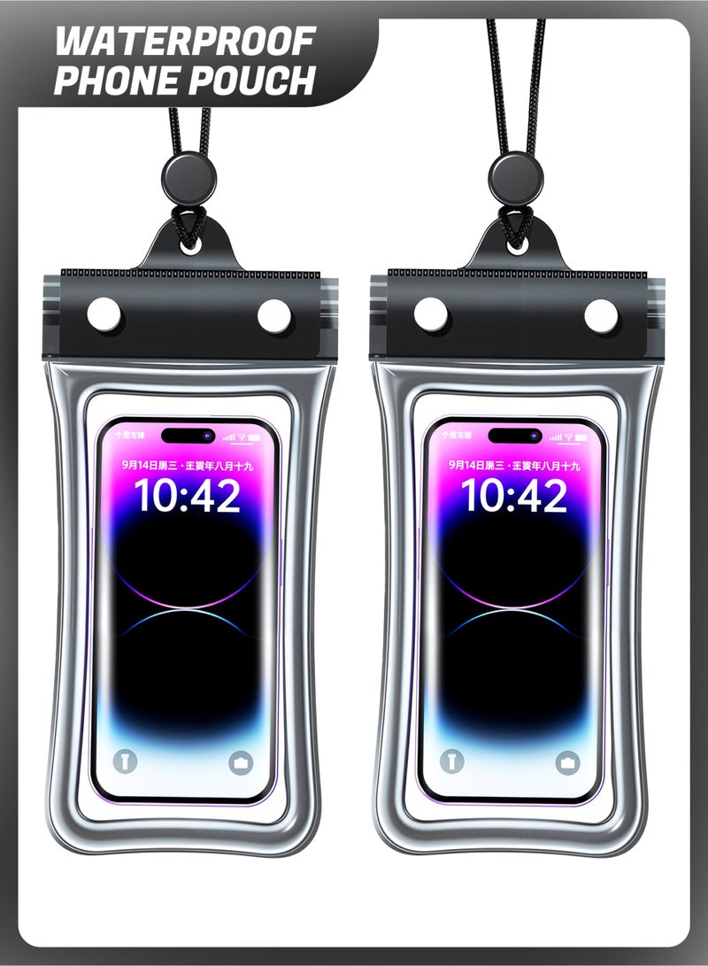 جراب هاتف مقاوم للماء 2 قطعة ، حقيبة هاتف مقاومة للماء 30 مترا معتمدة من IPX8 ، حافظة هاتف خليوي رباعية مقاومة للماء ، تناسب الهواتف الكبيرة حتى 6.7 بوصة متوافقة مع iPhone 12/13/14/15/16 Pro أو Max - Image 1