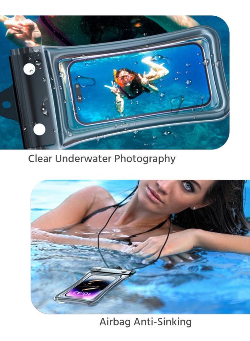 جراب هاتف مقاوم للماء 2 قطعة ، حقيبة هاتف مقاومة للماء 30 مترا معتمدة من IPX8 ، حافظة هاتف خليوي رباعية مقاومة للماء ، تناسب الهواتف الكبيرة حتى 6.7 بوصة متوافقة مع iPhone 12/13/14/15/16 Pro أو Max - Image 5