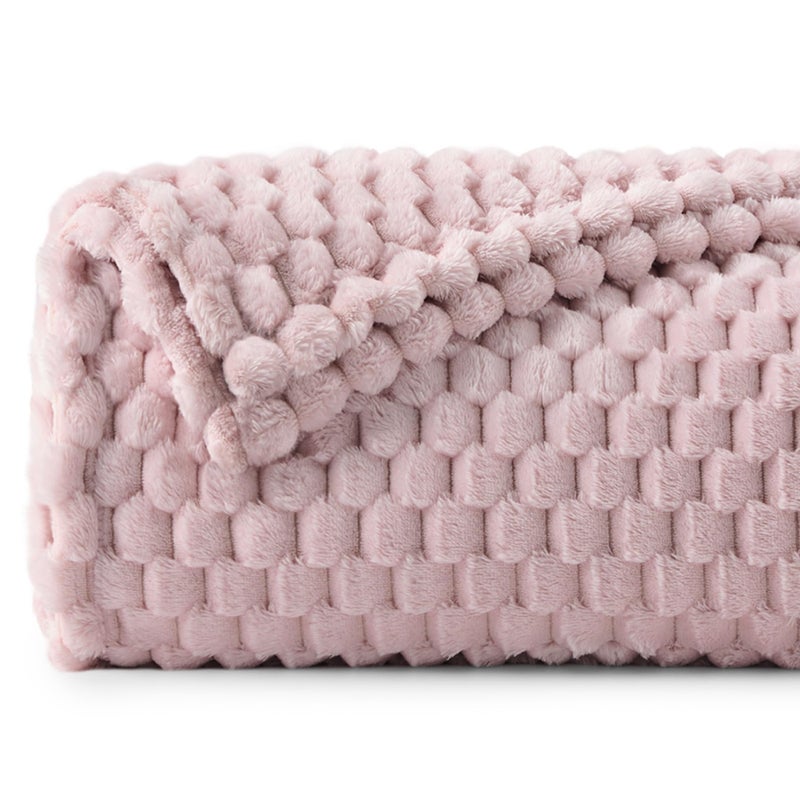 BEDELITE BEDELITE Fleece Throw Blanket for Couch & Bed - 3D Jacquard Decorative Lotus Pink Blanket  Super Soft and Cozy Warm Fuzzy Blanket All Seasons Suitable  60x80Inches  - Image 2