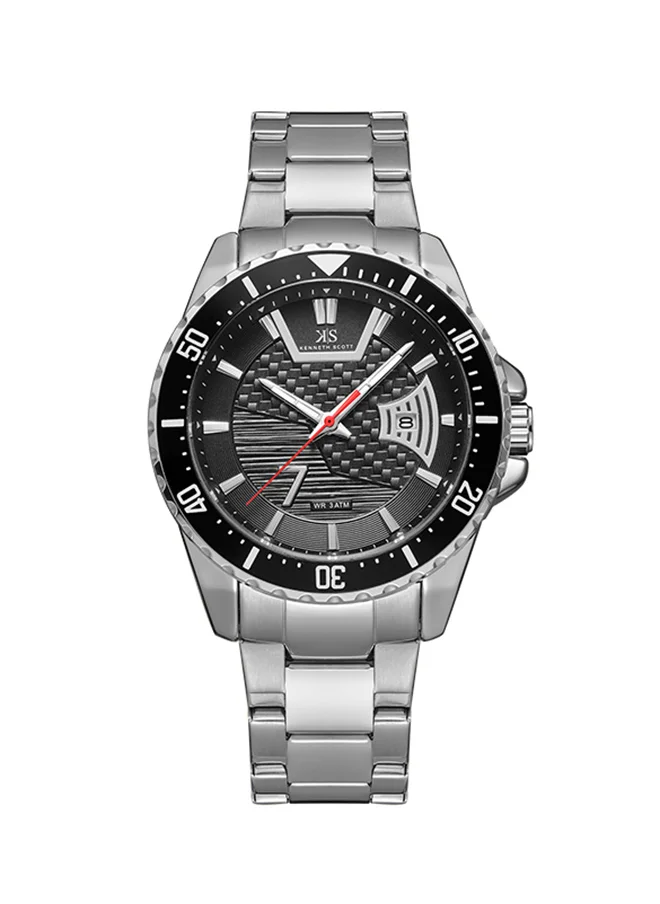 KENNETH SCOTT Kenneth Scott Men's Japan Seiko/AL32 Movement Watch, Analog Display and Stainless Steel Strap - K22040-SBSB, Silver
