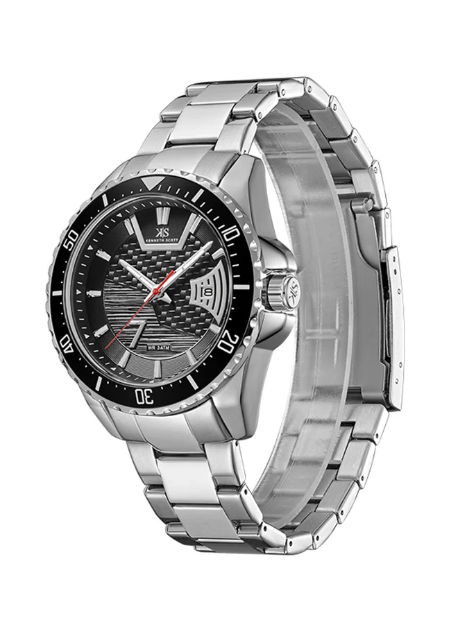 KENNETH SCOTT Kenneth Scott Men's Japan Seiko/AL32 Movement Watch, Analog Display and Stainless Steel Strap - K22040-SBSB, Silver