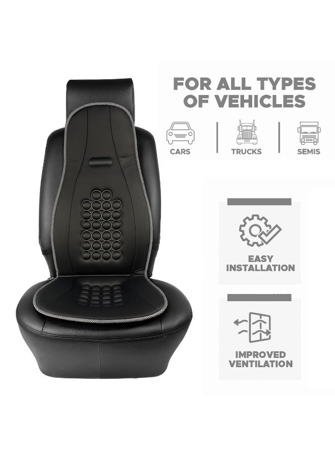 MOB Premium Black Universal Car Seat Cushion & Backrest Support Pad with Built-in Massage Nodes  Ergonomic Design for Back Pain Relief, Improved Posture, and Spinal Alignment Sideless Fit for Cars, Trucks, Semis, Office, and Home Chairs for All-Day Comfort and Support - Image 5