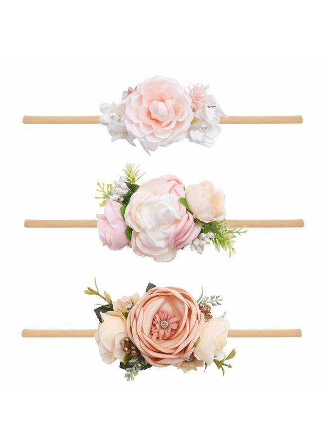 mligril Baby Girl Floral Headbands Set - 3pcs Flower Crown Newborn Toddler Hair Accessories by mligril（1-6 years old） - Image 1