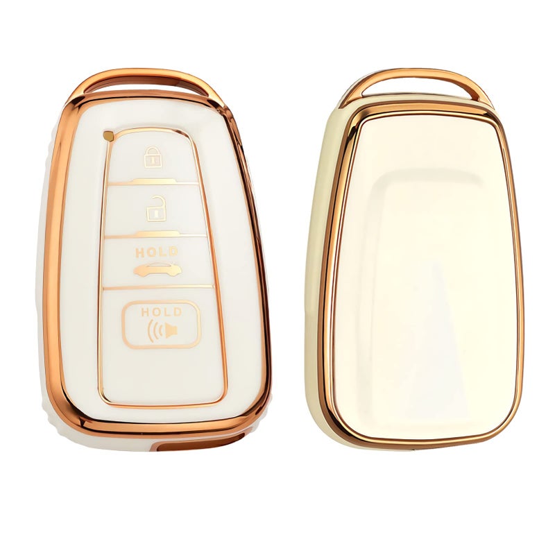 Cacacar for Toyota Camry RAV4 Key Fob Cover,for Highlander Avalon GT86 Key Fob Case Premium Soft TPU 360 Degree Protector Holder,Ivory - Image 1