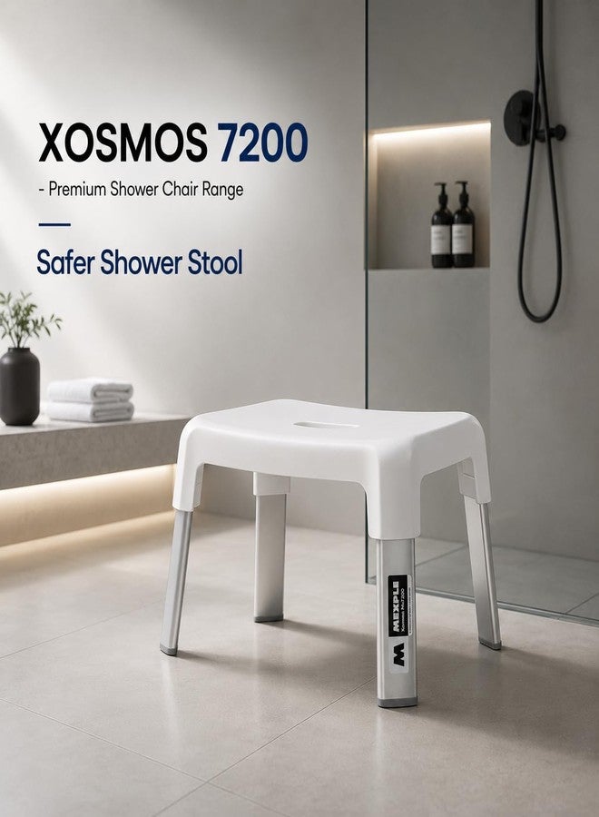 MEXPLE Xosmos 7200 Premium Shower Stool for Adults & Seniors | Anti-Rust Aluminium Legs | Anti-Slip Rubber Grip | Lightweight & Portable Bathroom Stool | Tool-Free Assembly | Up to 150 kg - Image 1