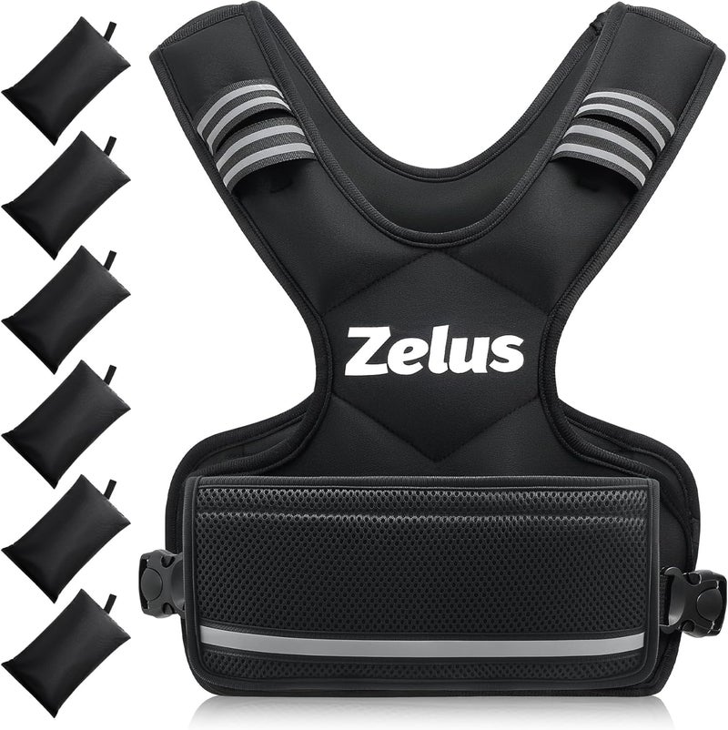ZELUS Weighted Vest for Men and Women | 4-10lb/11-20lb/20-32lb Vest with 6 Ironsand Weights for Home Workouts | Adjustable Body Weight Vest Exercise Set for Cardio and Strength Training - Image 1