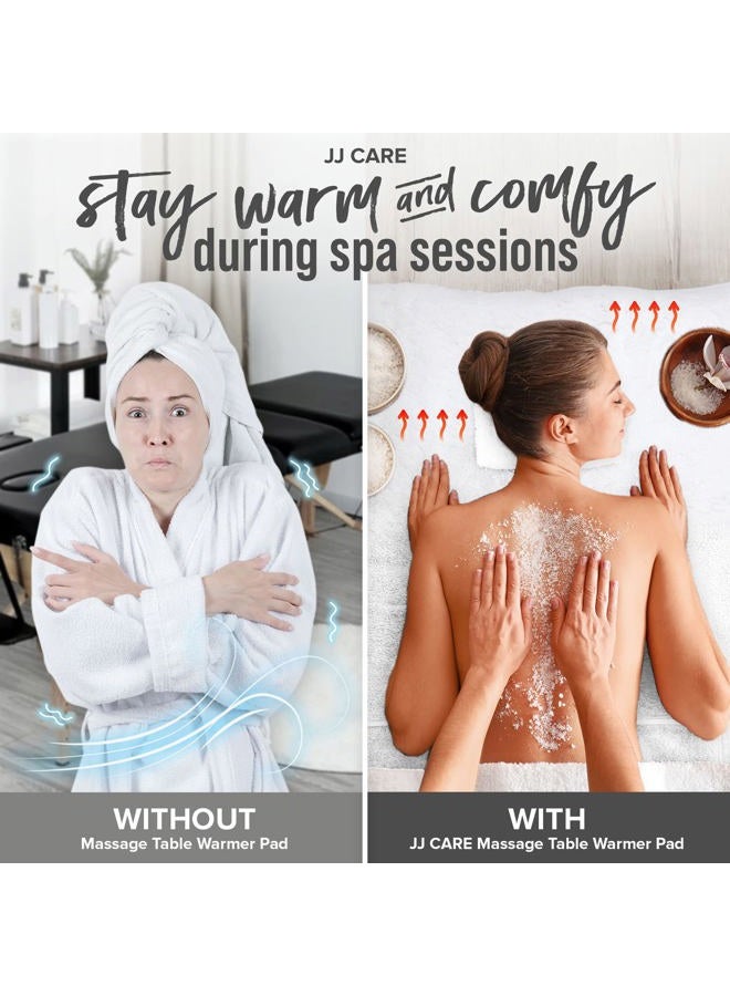 JJ CARE دفاية طاولة المساج الفاخرة 80 سم × 180 سم، خمس إعدادات حرارة، فليس، أبيض - Image 2