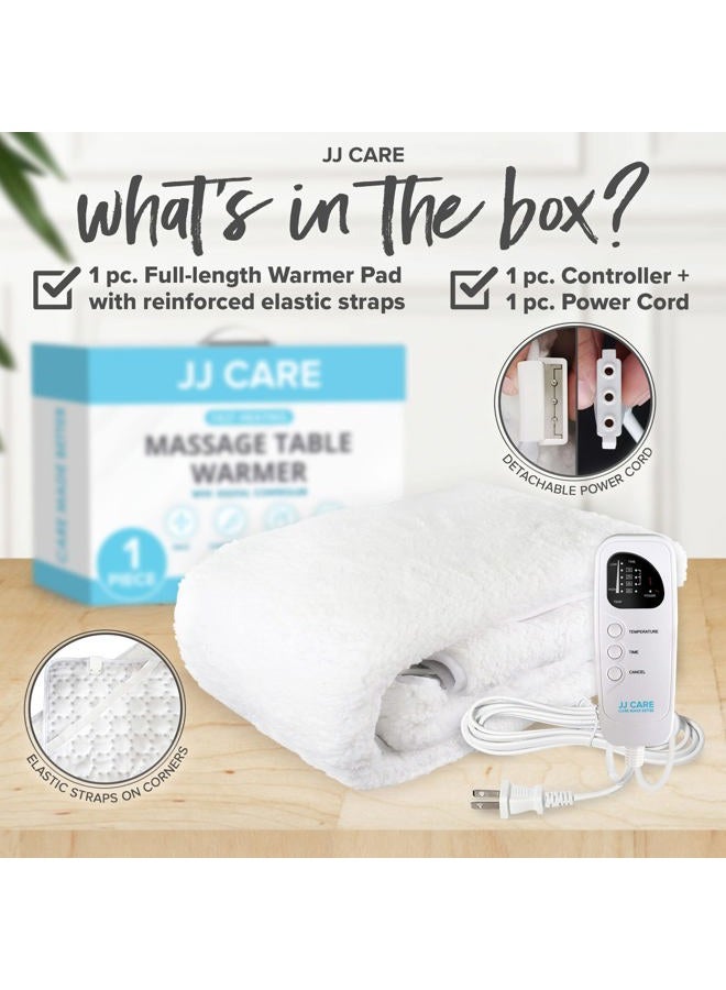 JJ CARE دفاية طاولة المساج الفاخرة 80 سم × 180 سم، خمس إعدادات حرارة، فليس، أبيض - Image 3