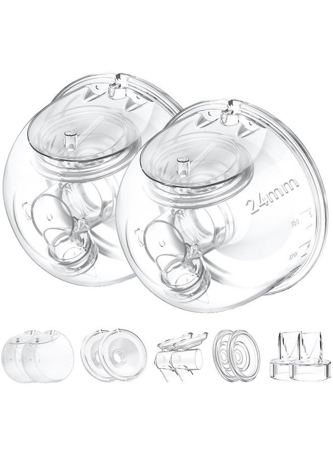 IVARONAL Two Full Milk Collector Cup Sets with 24mm Flange Compatible with Momcozy S12 Pro/S9 Pro Breast Pump, NOT for S9/S12, Replacement Pump Parts with Duckbill Valve, Flange, Diaphragm, Linker, Collector - Image 1