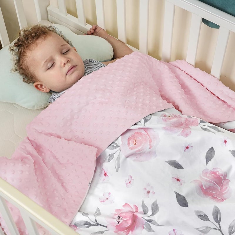 PHF Minky Baby Blanket for Girls 30x40 Inches Soft Double Layer Baby Blankets with Dotted Backing Receiving Blanket Bed Throws for Newborn Infant Babies Floral - Image 2