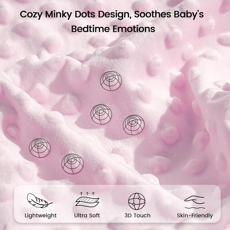 PHF Minky Baby Blanket for Girls 30x40 Inches Soft Double Layer Baby Blankets with Dotted Backing Receiving Blanket Bed Throws for Newborn Infant Babies Floral - Image 3