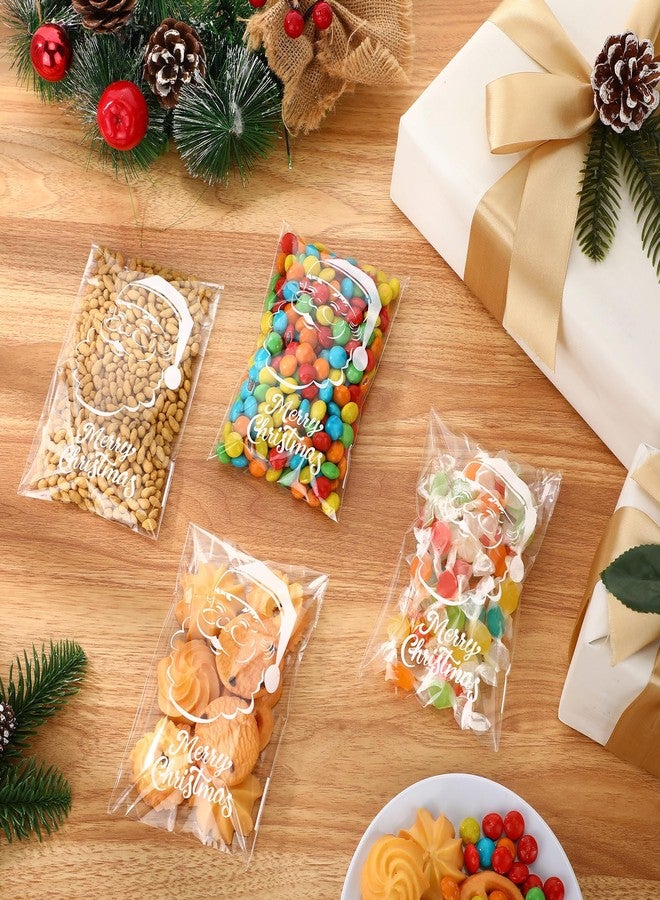 Yexiya 200 Pcs Self Christmas Cookie Bags Santa Claus Cellophane Treat Bags for Gifts 4x6 Inch Clear Treat Bags Xmas Gift Bags for Christmas Gifts Biscuit Candy Packing Party Supplies - Image 3