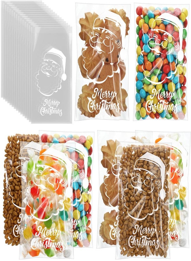 Yexiya 200 Pcs Self Christmas Cookie Bags Santa Claus Cellophane Treat Bags for Gifts 4x6 Inch Clear Treat Bags Xmas Gift Bags for Christmas Gifts Biscuit Candy Packing Party Supplies - Image 1