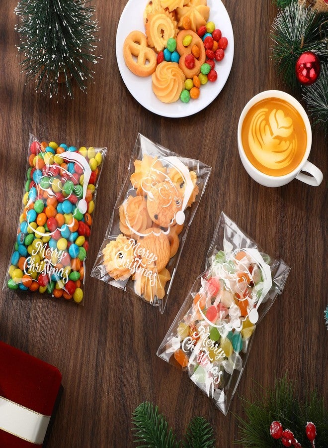 Yexiya 200 Pcs Self Christmas Cookie Bags Santa Claus Cellophane Treat Bags for Gifts 4x6 Inch Clear Treat Bags Xmas Gift Bags for Christmas Gifts Biscuit Candy Packing Party Supplies - Image 4