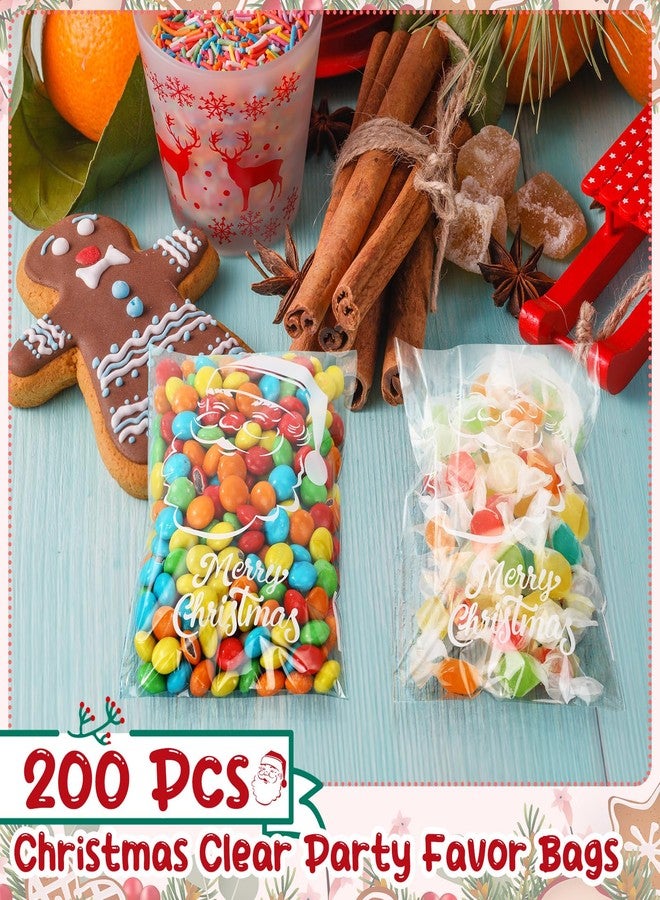 Yexiya 200 Pcs Self Christmas Cookie Bags Santa Claus Cellophane Treat Bags for Gifts 4x6 Inch Clear Treat Bags Xmas Gift Bags for Christmas Gifts Biscuit Candy Packing Party Supplies - Image 5