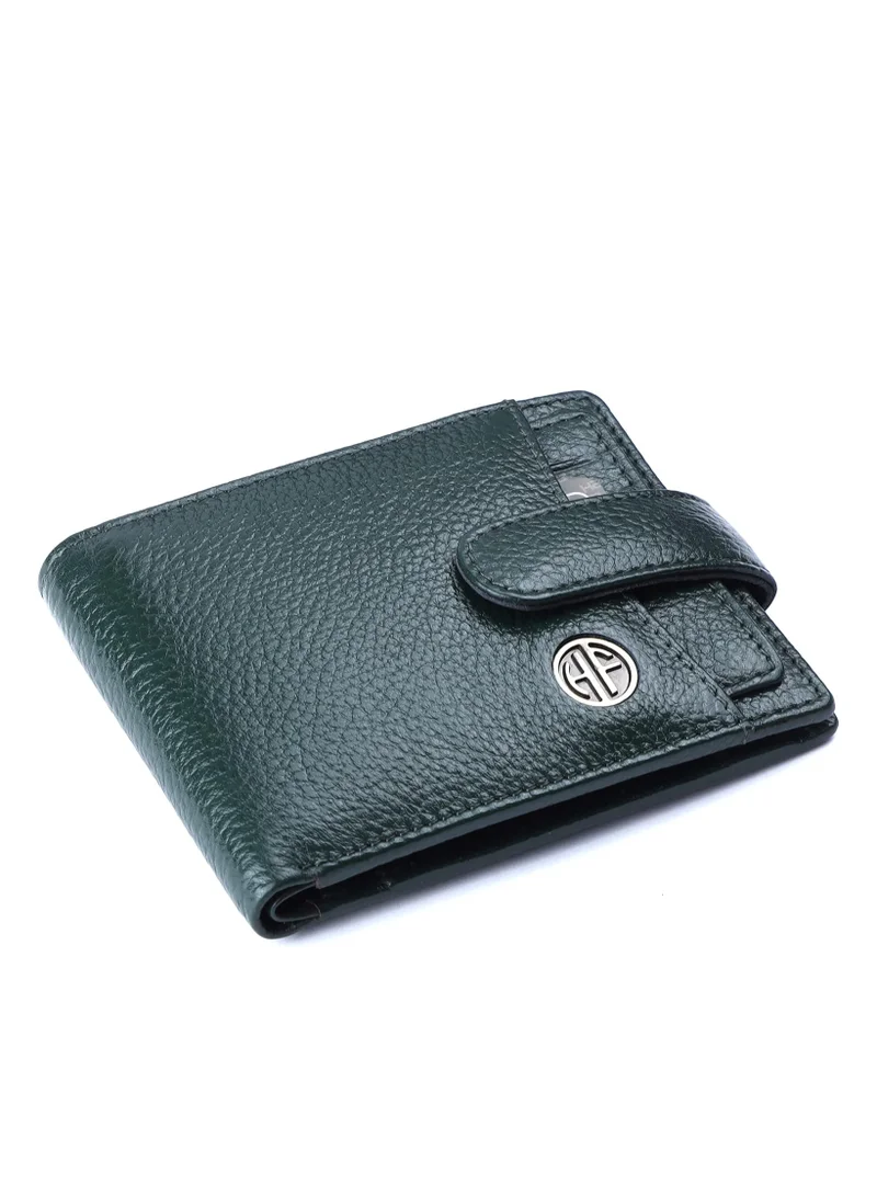  هاموندز فلاي كاتشر محفظة جلدية للرجال - محفظة جلدية محمية بتقنية RFID للرجال، محفظة نقود للرجال - 5 فتحات للبطاقات، جيب للعملات المعدنية، جيوب مخفية، زر معدني سريع - أخضر | H4CK