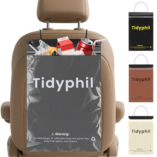Tidyphil 50 PCS Disposable Car Trash Bags Hanging, Leak-proof, Odor Seal. 2 Gallon Car Garbage Bags, Big Capacity. Independent of Car Trash Can, Easy Stick-On Car trash Bin for Car, SUV, Truck, Stroller. Gray - Image 1