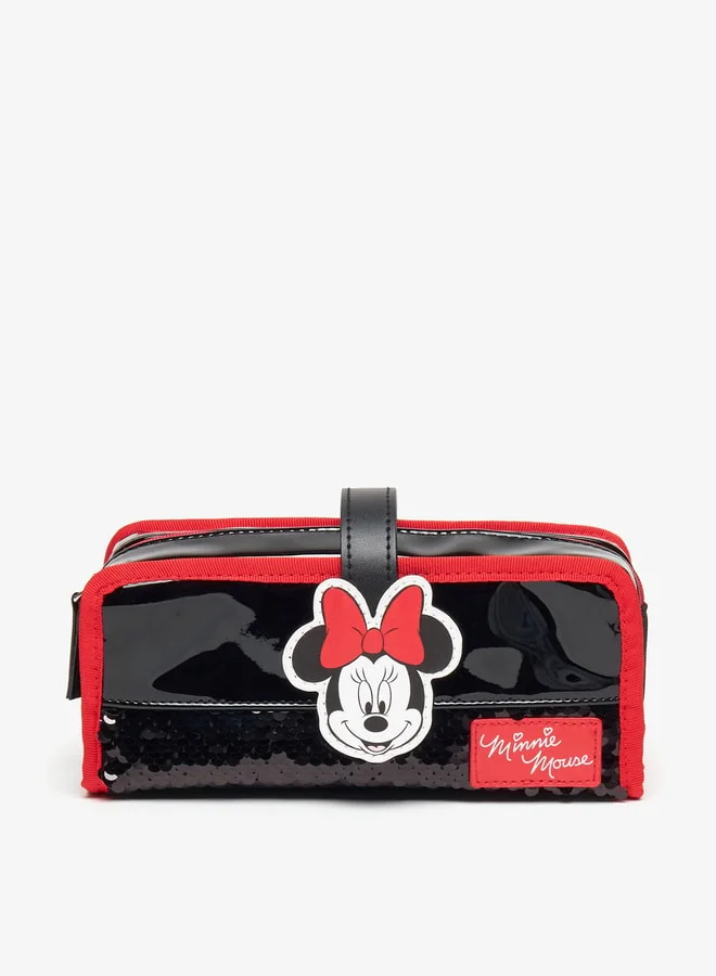 ديزني Minnie Mouse Embellished Pencil Pouch with Zip Closure