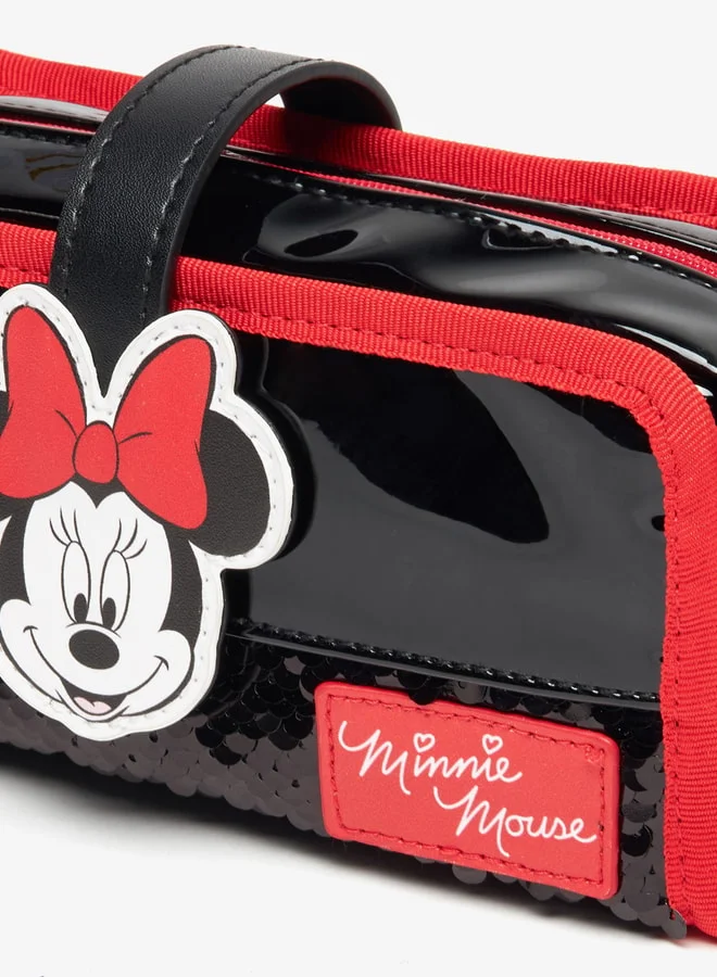 ديزني Minnie Mouse Embellished Pencil Pouch with Zip Closure