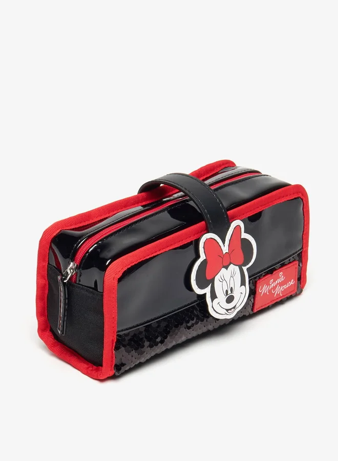 ديزني Minnie Mouse Embellished Pencil Pouch with Zip Closure