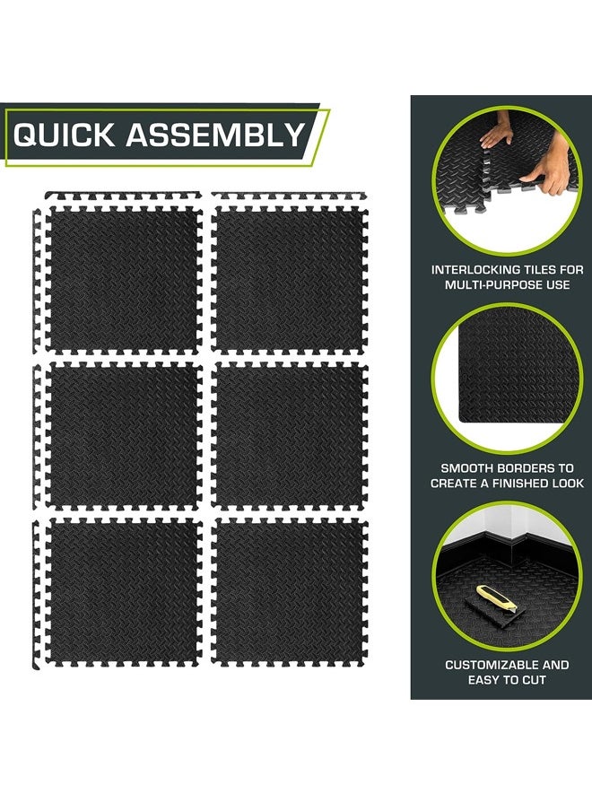 Generic - Gym Flooring for Home Gym Interlocking Exercise Mat Tiles for Home Gym Exercise EVA Foam Floor Padding with Border for Workout Equipment Floor Padding for Kids Baby Play Mat - Image 1