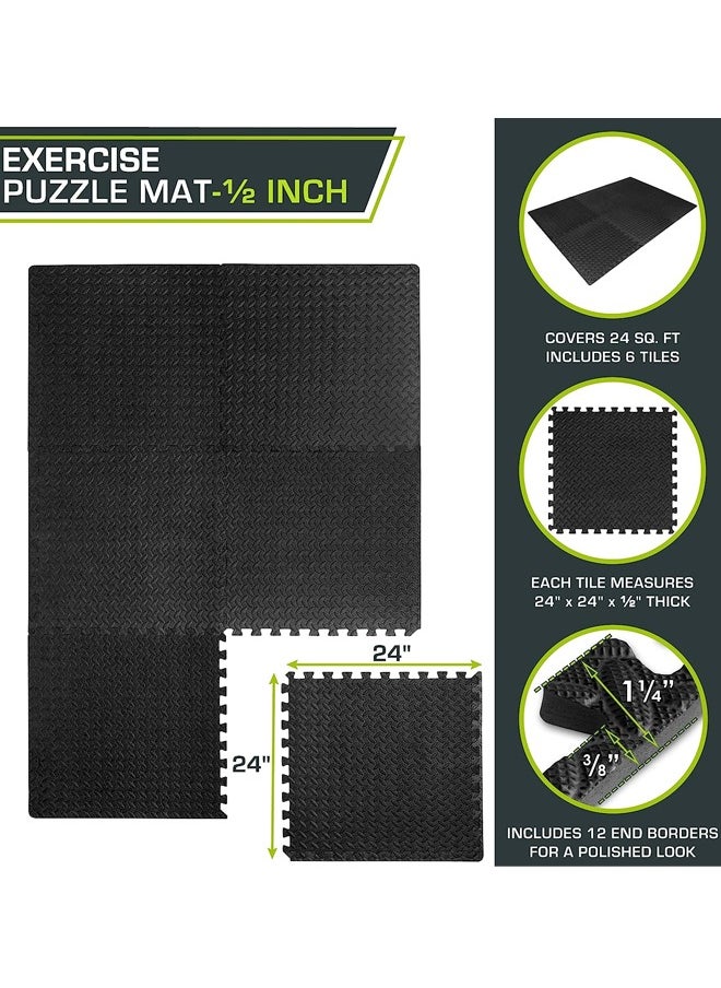 Generic - Gym Flooring for Home Gym Interlocking Exercise Mat Tiles for Home Gym Exercise EVA Foam Floor Padding with Border for Workout Equipment Floor Padding for Kids Baby Play Mat - Image 1