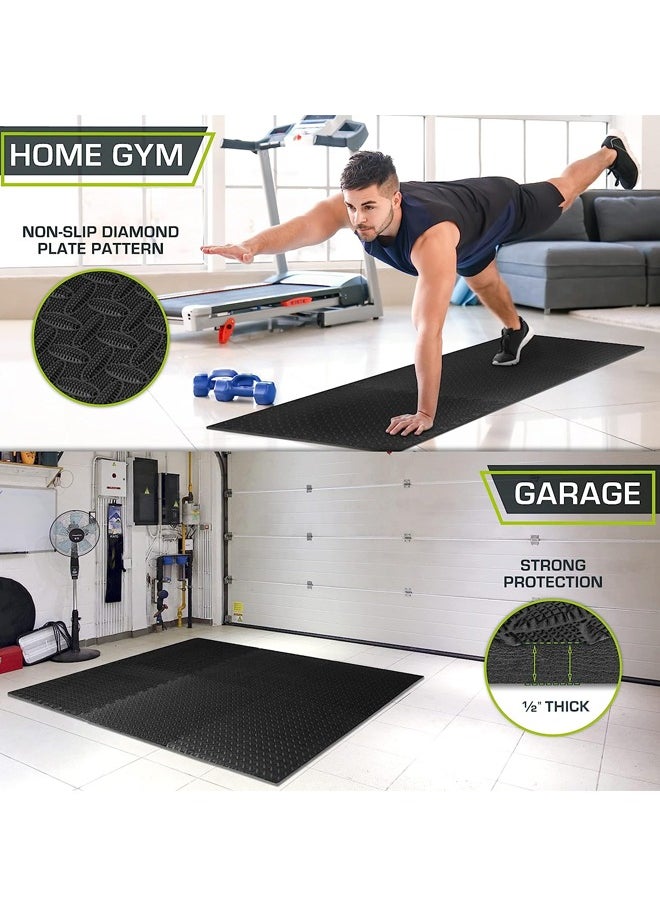 Generic - Gym Flooring for Home Gym Interlocking Exercise Mat Tiles for Home Gym Exercise EVA Foam Floor Padding with Border for Workout Equipment Floor Padding for Kids Baby Play Mat - Image 1